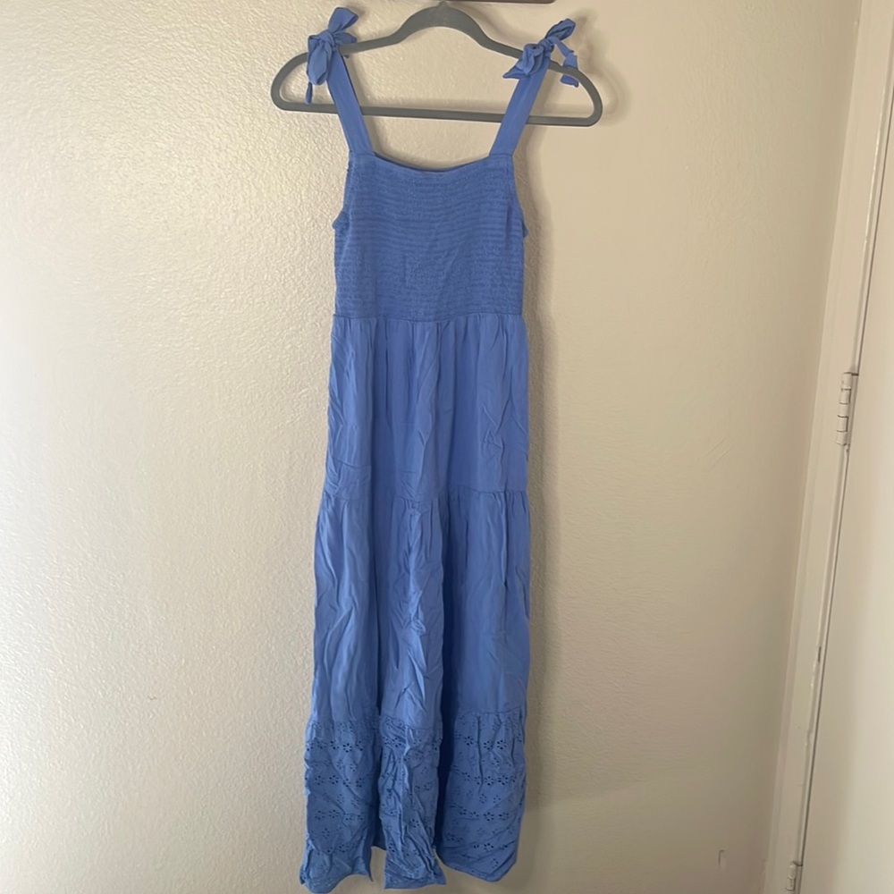 Periwinkle eyelet summer maxi dress